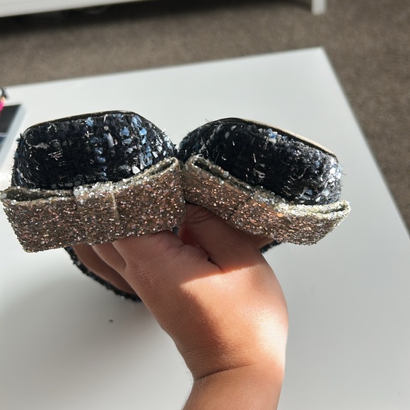 J. Crew Glittering Silver Bow Black Loafers - Picture 6 of 7